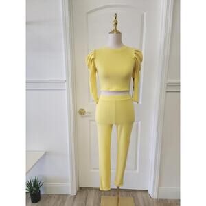 Yellow Puff Sleeve Pant Set